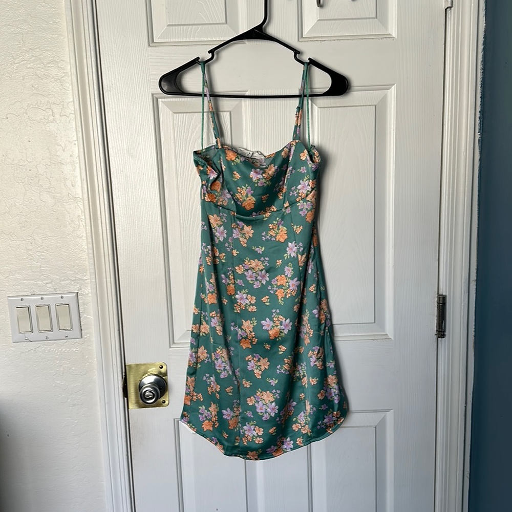 Green satin NWT dress